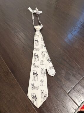 Janie and Jack Cream Tie with Black Dog Sketches